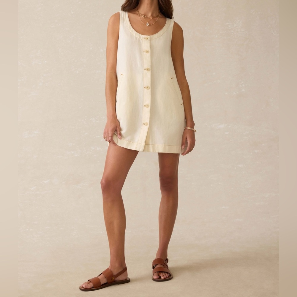 Faherty linen blend Denim Malibu Mini Dress NEW